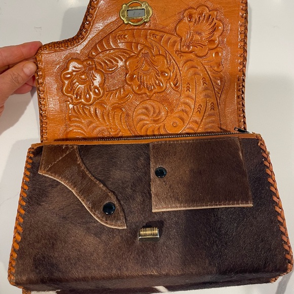 Cowhide Leather Clutch with Brown Accents - Picture 5 of 12